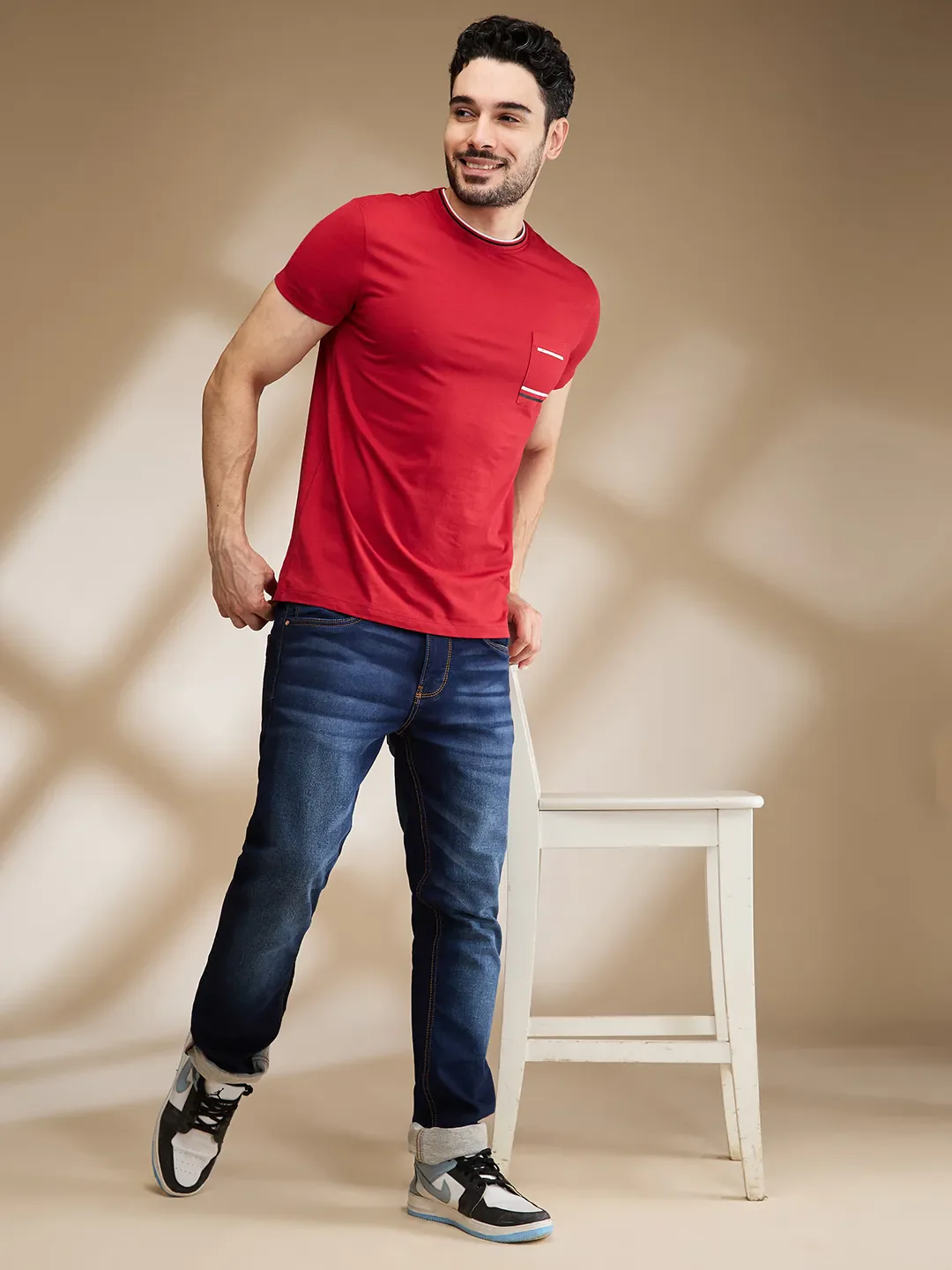 Red Regular Fit Men's Short Sleeves T-Shirt by Being Human Clothing - Image 6