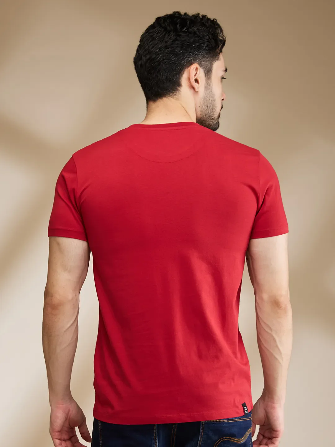 Red Regular Fit Men's Short Sleeves T-Shirt by Being Human Clothing - Image 3
