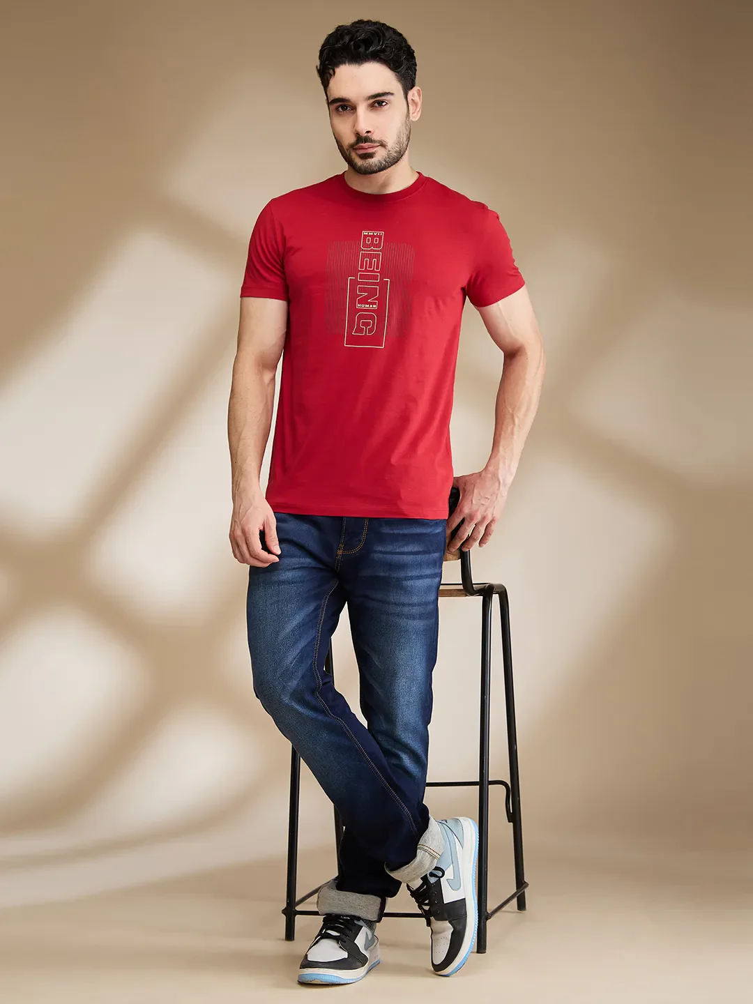 Red Regular Fit Men's Short Sleeves T-Shirt by Being Human Clothing - Image 6