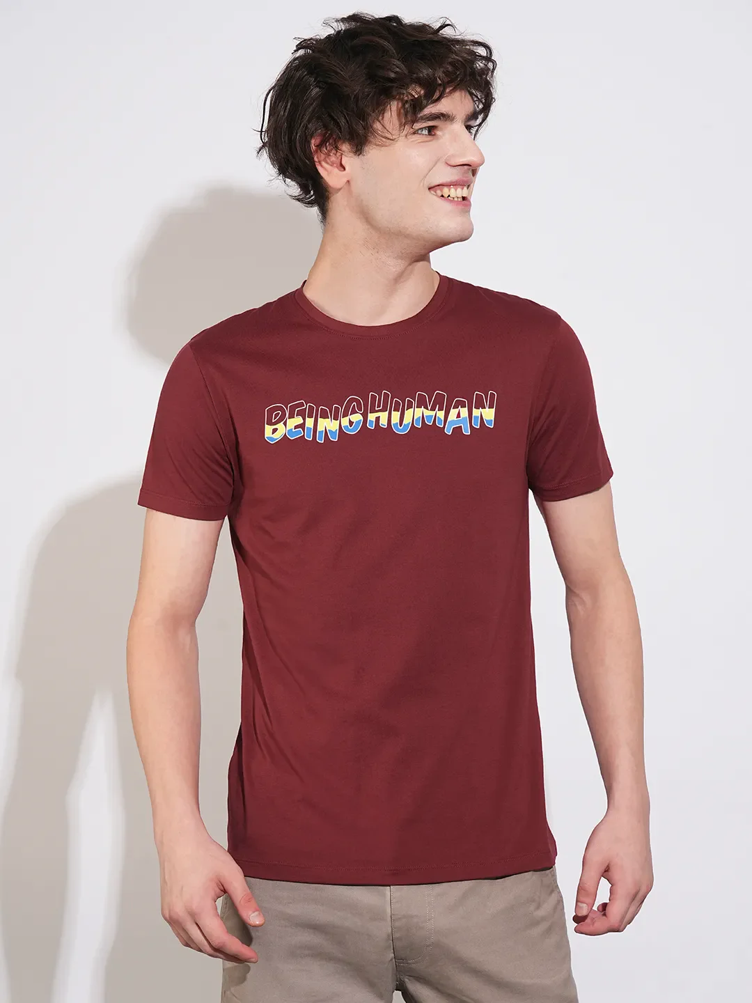 Red Regular Fit Men's Short Sleeves T-Shirt by Being Human Clothing