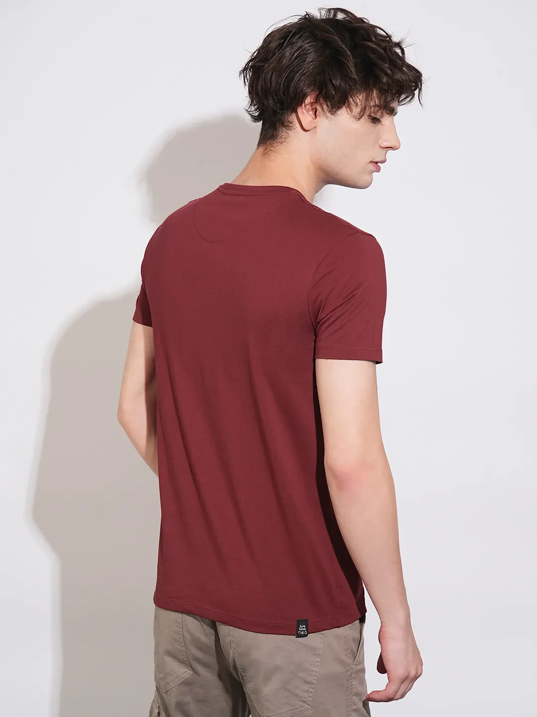Red Regular Fit Men's Short Sleeves T-Shirt by Being Human Clothing - Image 3