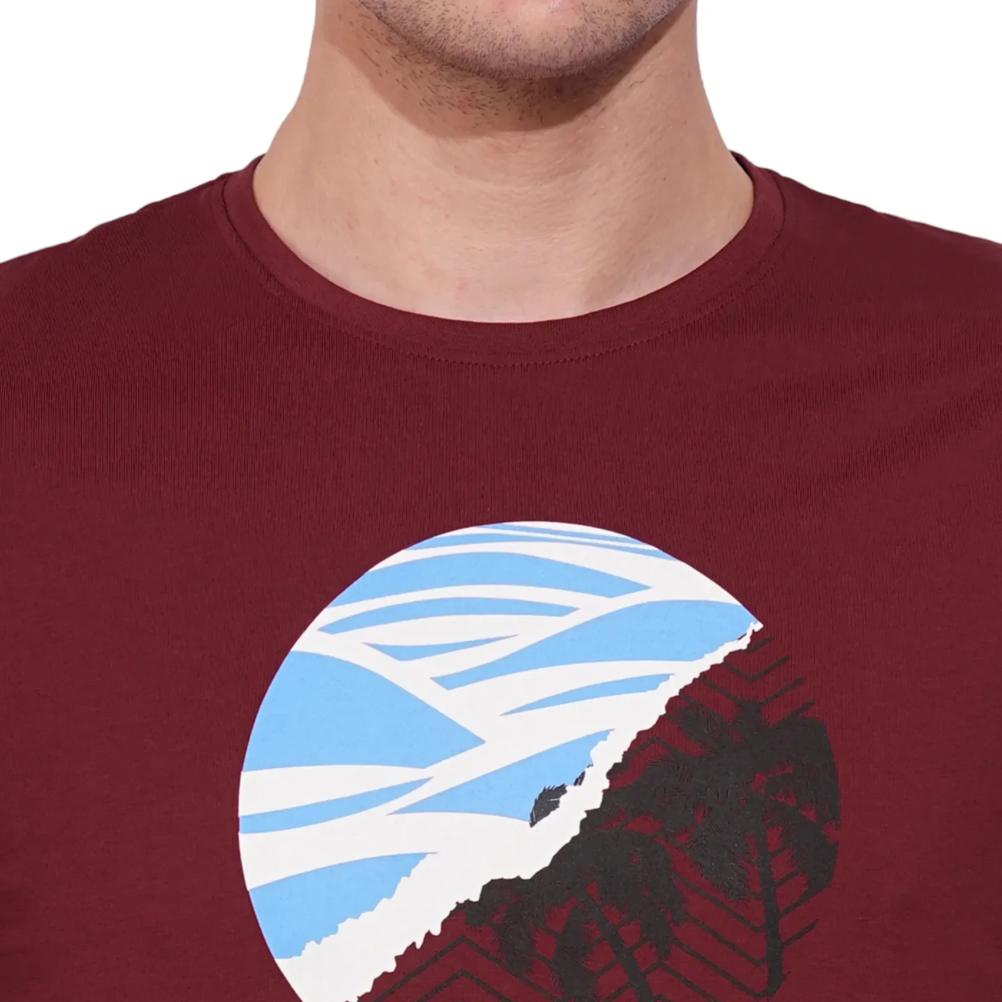 Dark Red Regular Fit Round Neck Men's T-Shirt by Being Human Clothing - Image 5