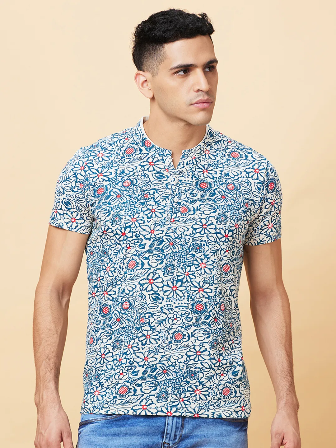 Ecru Regular Fit Round Neck Men's T-Shirt by Being Human Clothing
