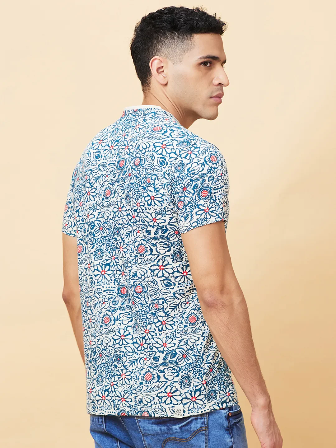 Ecru Regular Fit Round Neck Men's T-Shirt by Being Human Clothing - Image 3