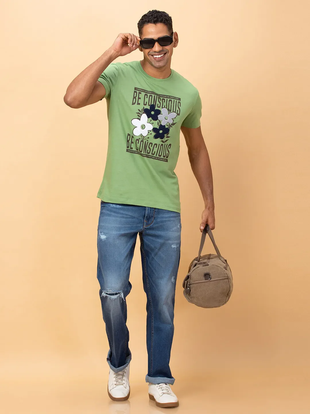 Fern Green Regular Fit Round Neck Men's T-Shirt by Being Human Clothing - Image 6