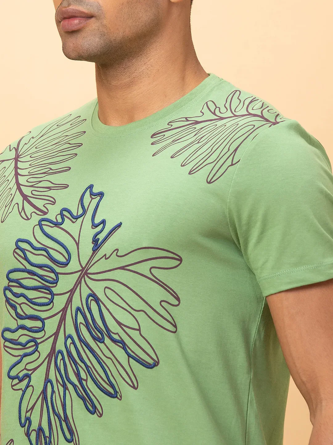 Fern Green Regular Fit Round Neck Men's T-Shirt by Being Human Clothing - Image 5