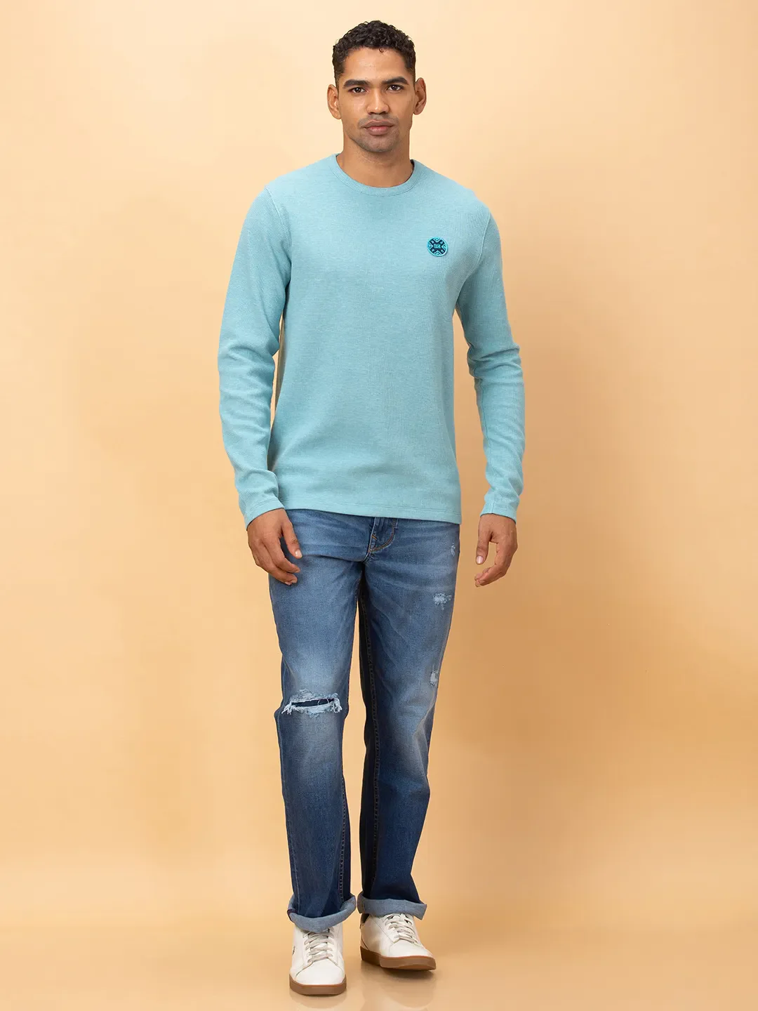 Green Regular Fit Round Neck Men's T-Shirt by Being Human Clothing - Image 2