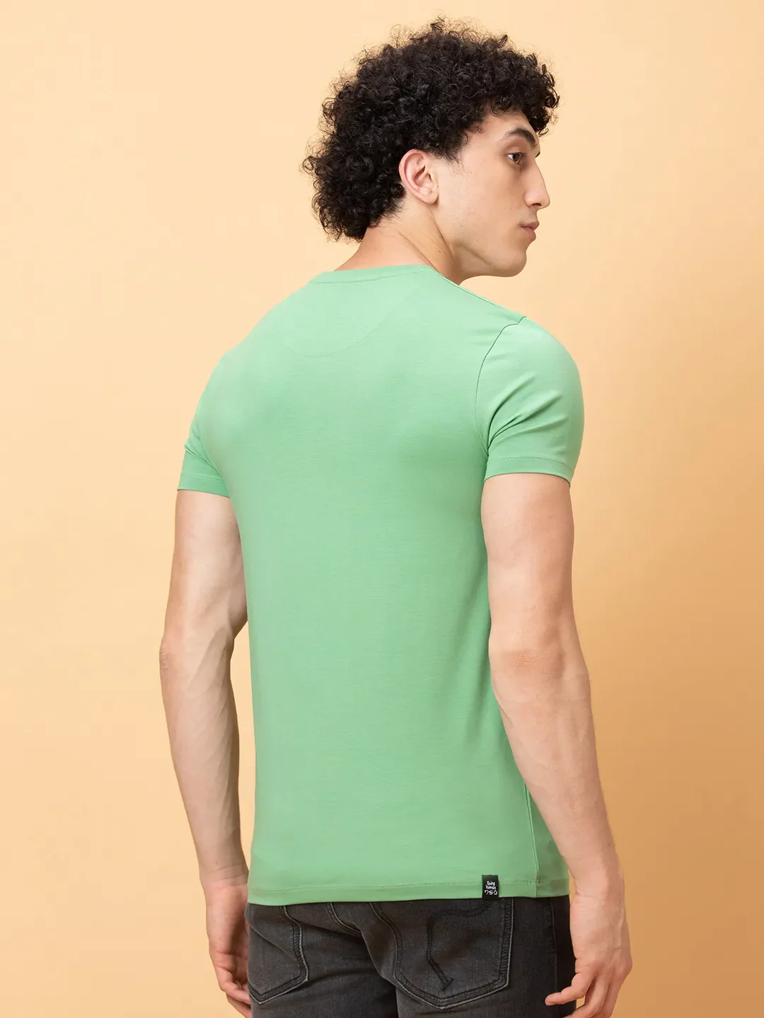 Green Regular Fit Round Neck Men's T-Shirt by Being Human Clothing - Image 3