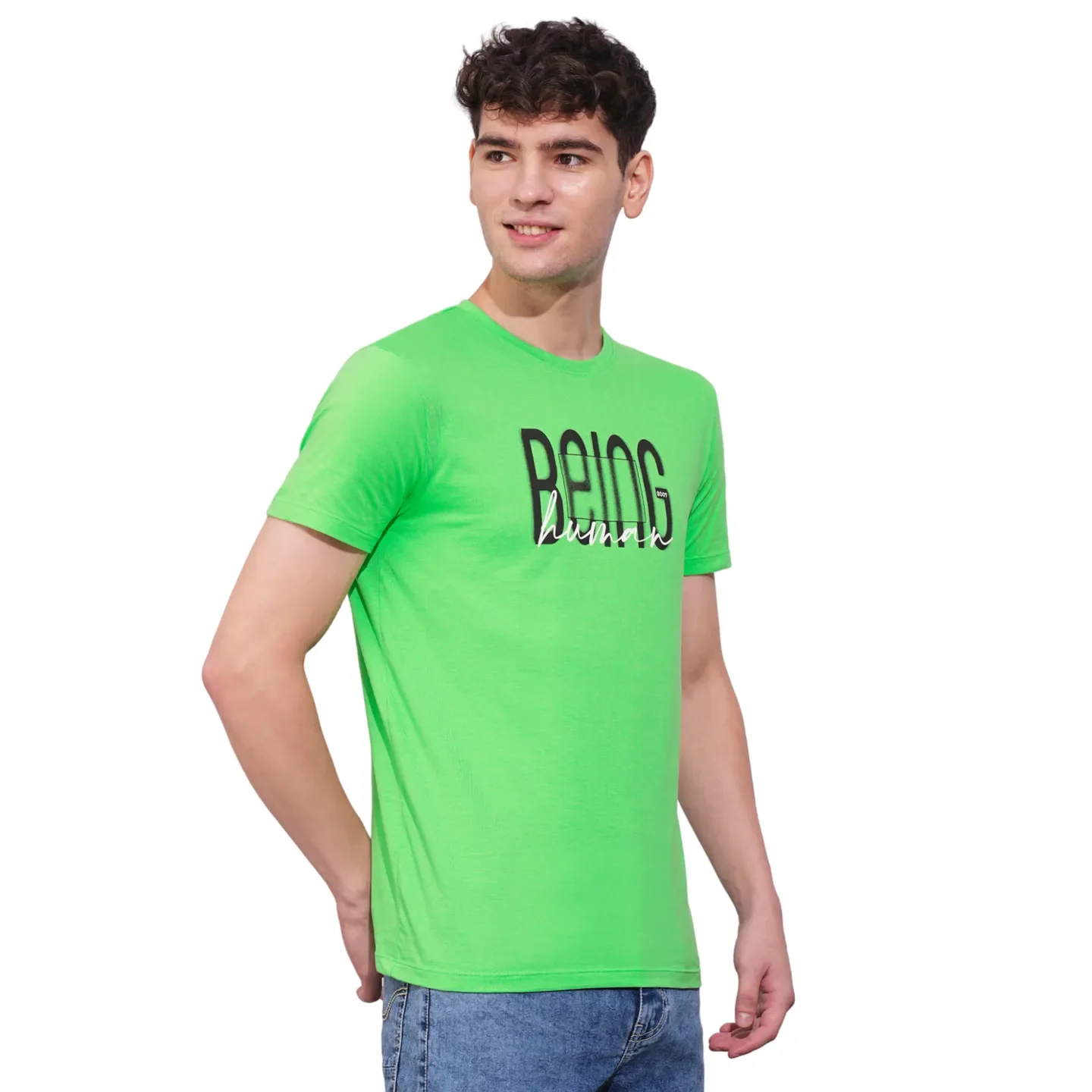Green Regular Fit Men's Short Sleeves T-Shirt by Being Human Clothing - Image 2