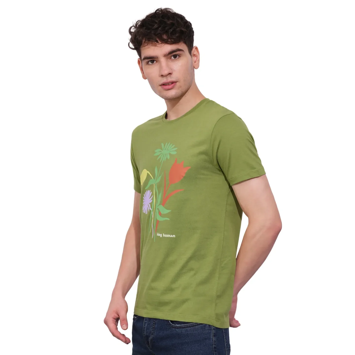 Green Regular Fit Men's Short Sleeves T-Shirt by Being Human Clothing - Image 2