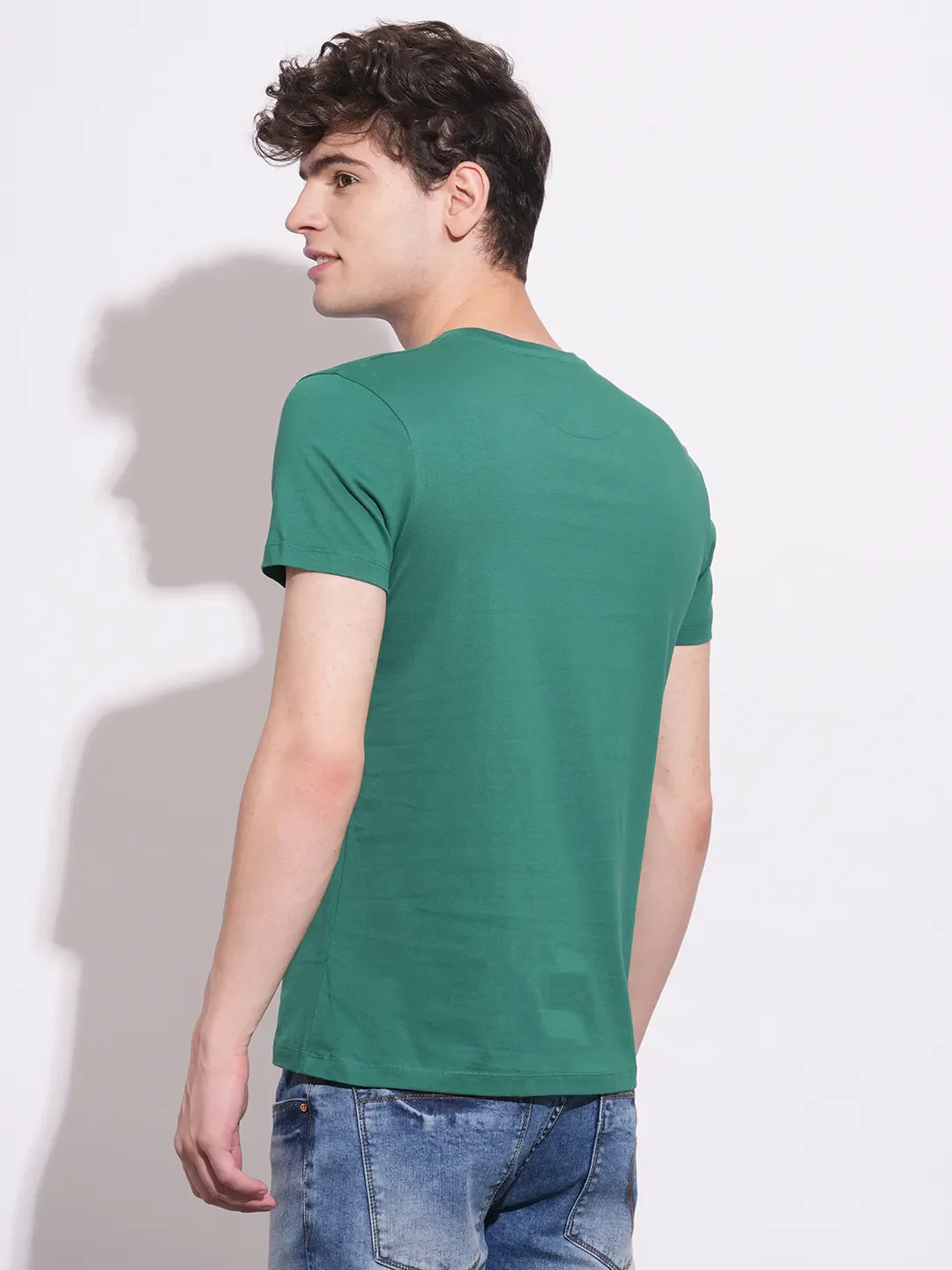 Green Lake Slim Fit Round Neck Men's T-Shirt by Being Human Clothing - Image 3