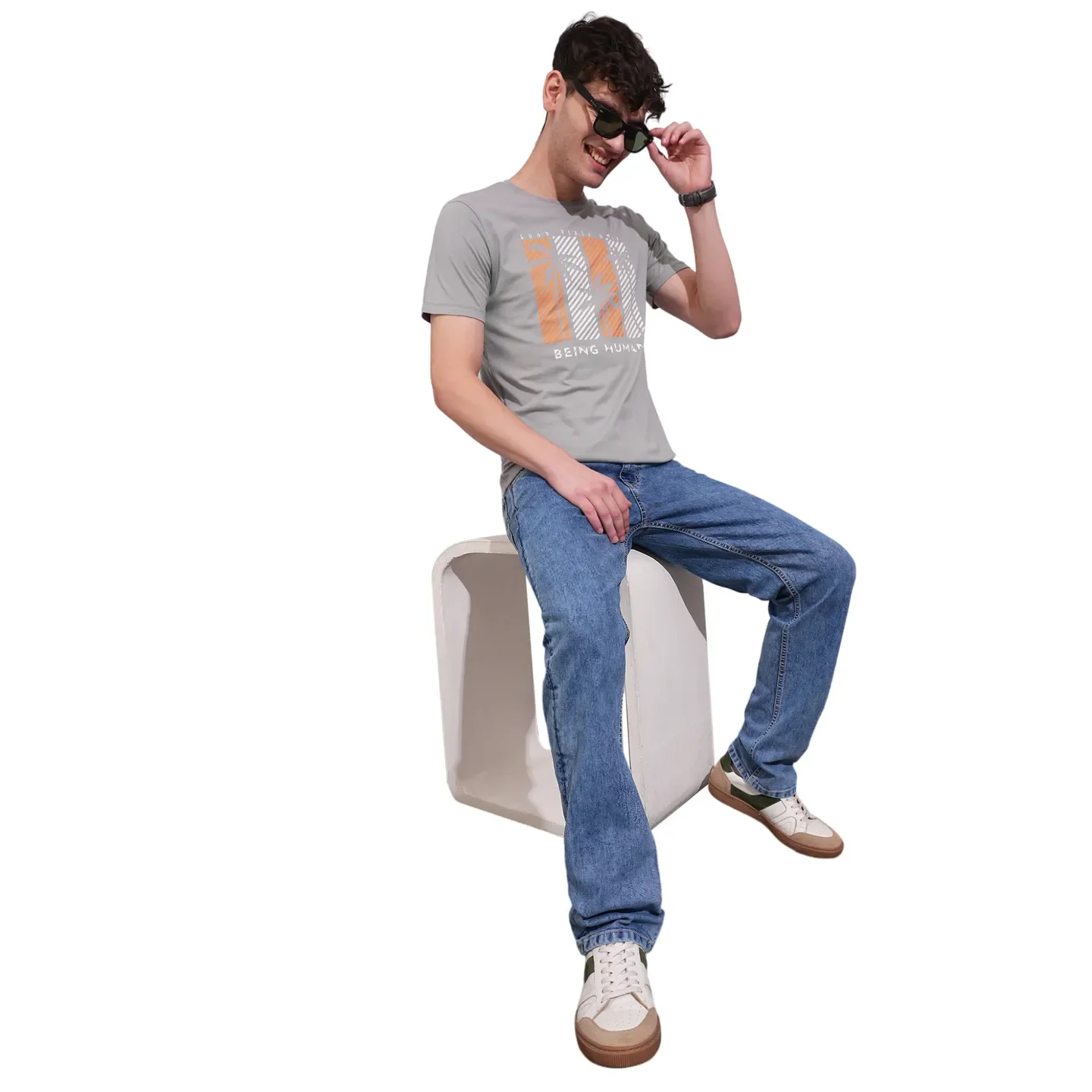 Grey Regular Fit Round Neck Men's T-Shirt by Being Human Clothing - Image 4