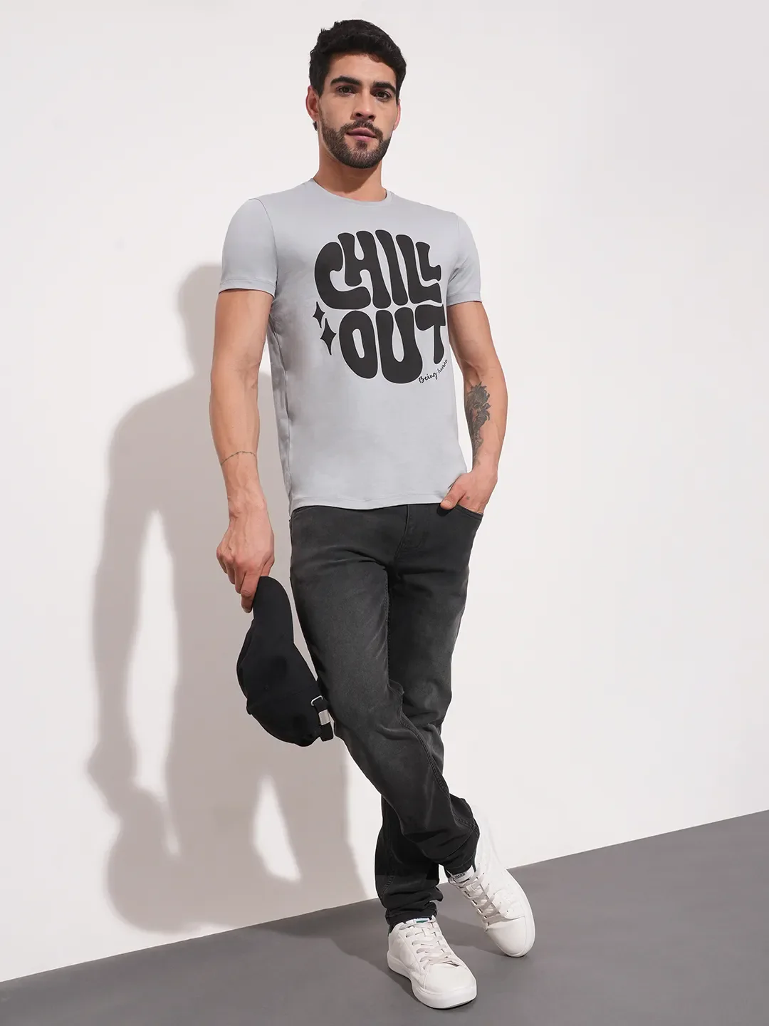 Grey Regular Fit Men's Short Sleeves T-Shirt by Being Human Clothing - Image 3