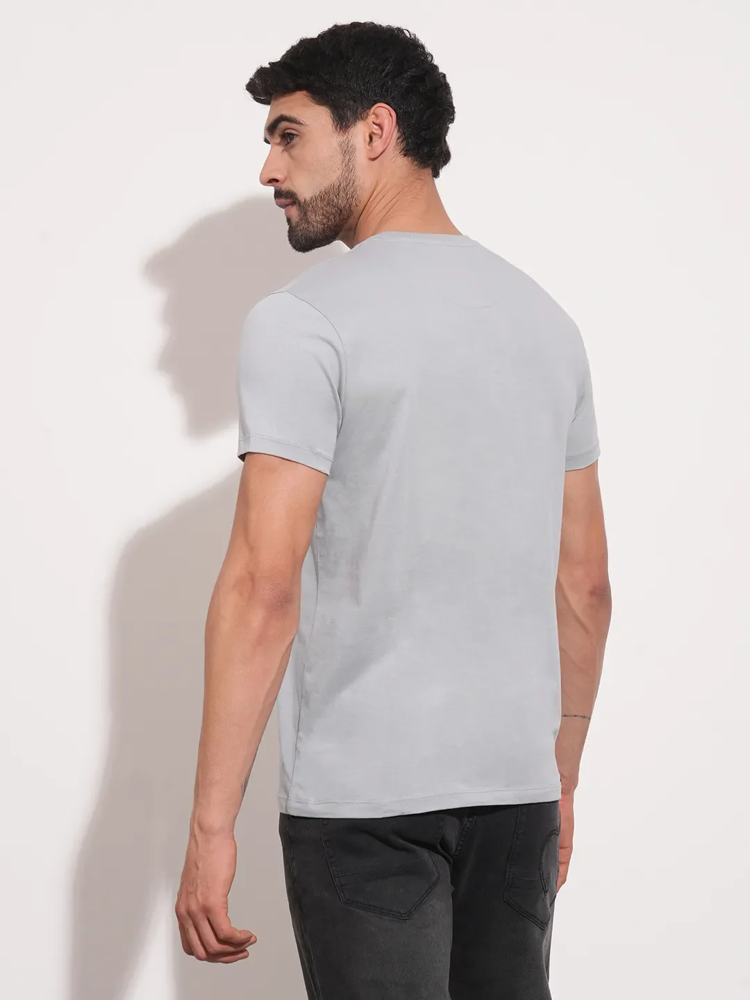 Grey Regular Fit Men's Short Sleeves T-Shirt by Being Human Clothing - Image 4