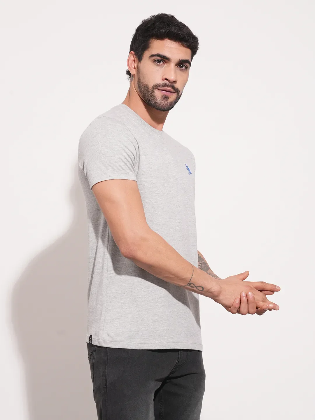 Grey Regular Fit Men's Short Sleeves T-Shirt by Being Human Clothing - Image 7