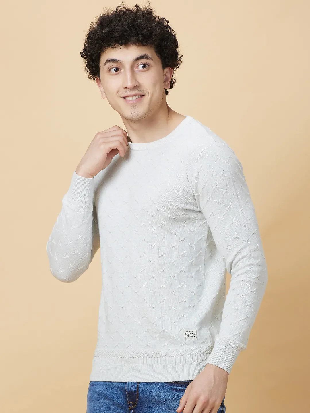 Grey Melange Regular Fit Round Neck Men's T-Shirt by Being Human Clothing - Image 4