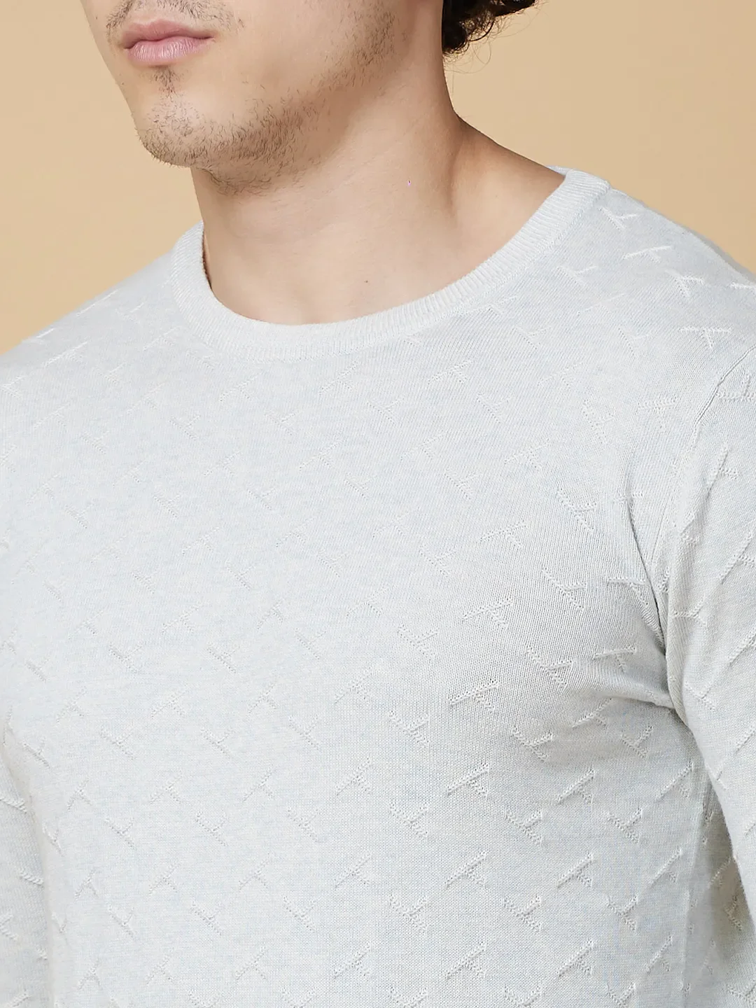 Grey Melange Regular Fit Round Neck Men's T-Shirt by Being Human Clothing - Image 5