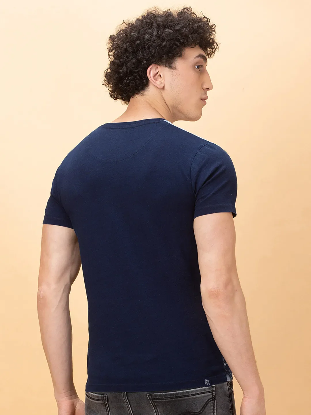 Indigo Slim Fit Round Neck Men's T-Shirt by Being Human Clothing - Image 3