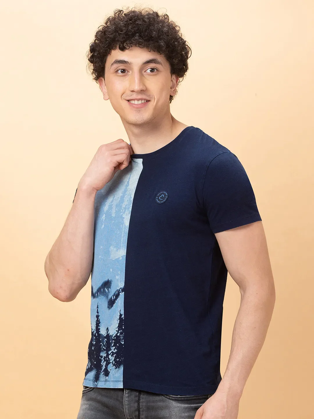 Indigo Slim Fit Round Neck Men's T-Shirt by Being Human Clothing - Image 4
