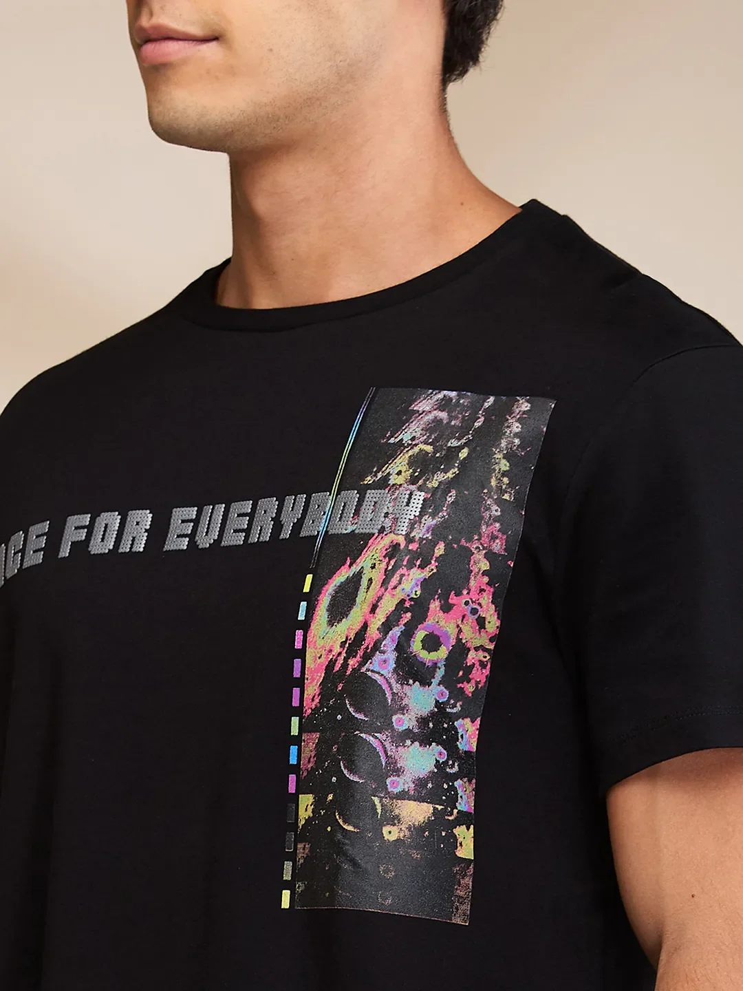 Jet Black Regular Fit Round Neck Men's T-Shirt by Being Human Clothing - Image 5