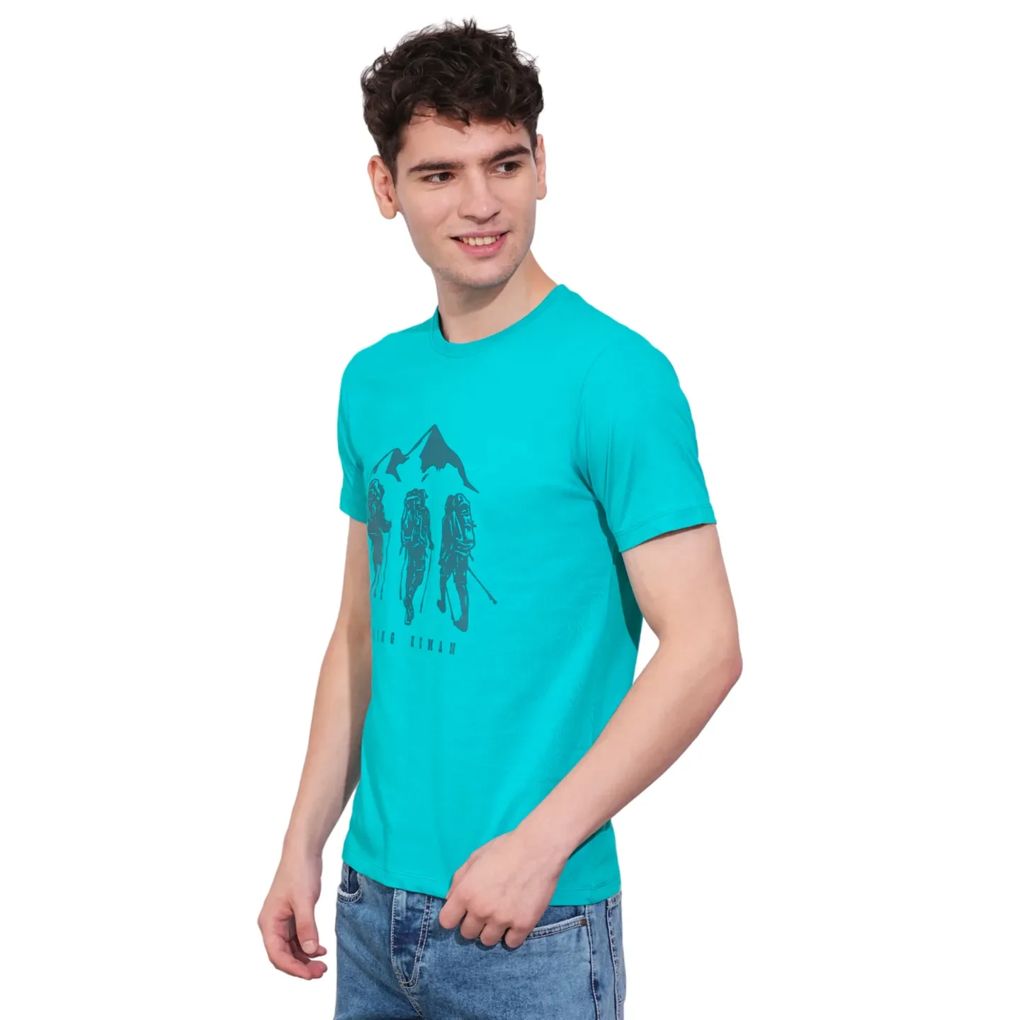 Blue Regular Fit Men's Short Sleeves T-Shirt by Being Human Clothing - Image 2