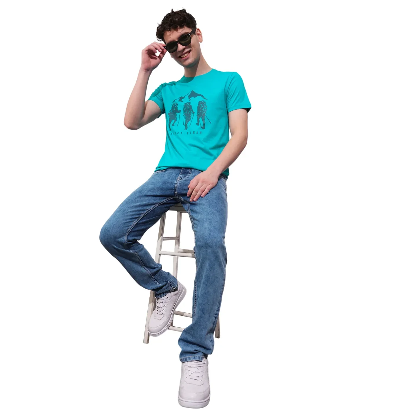 Blue Regular Fit Men's Short Sleeves T-Shirt by Being Human Clothing - Image 4