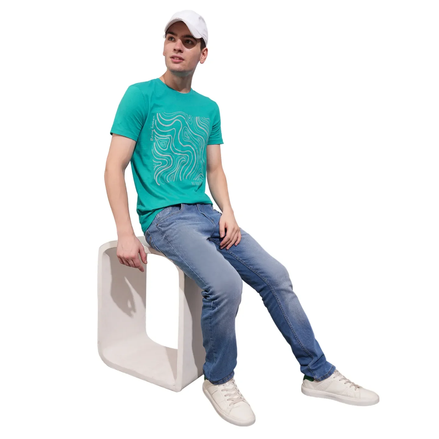 Blue Regular Fit Men's Short Sleeves T-Shirt by Being Human Clothing - Image 4