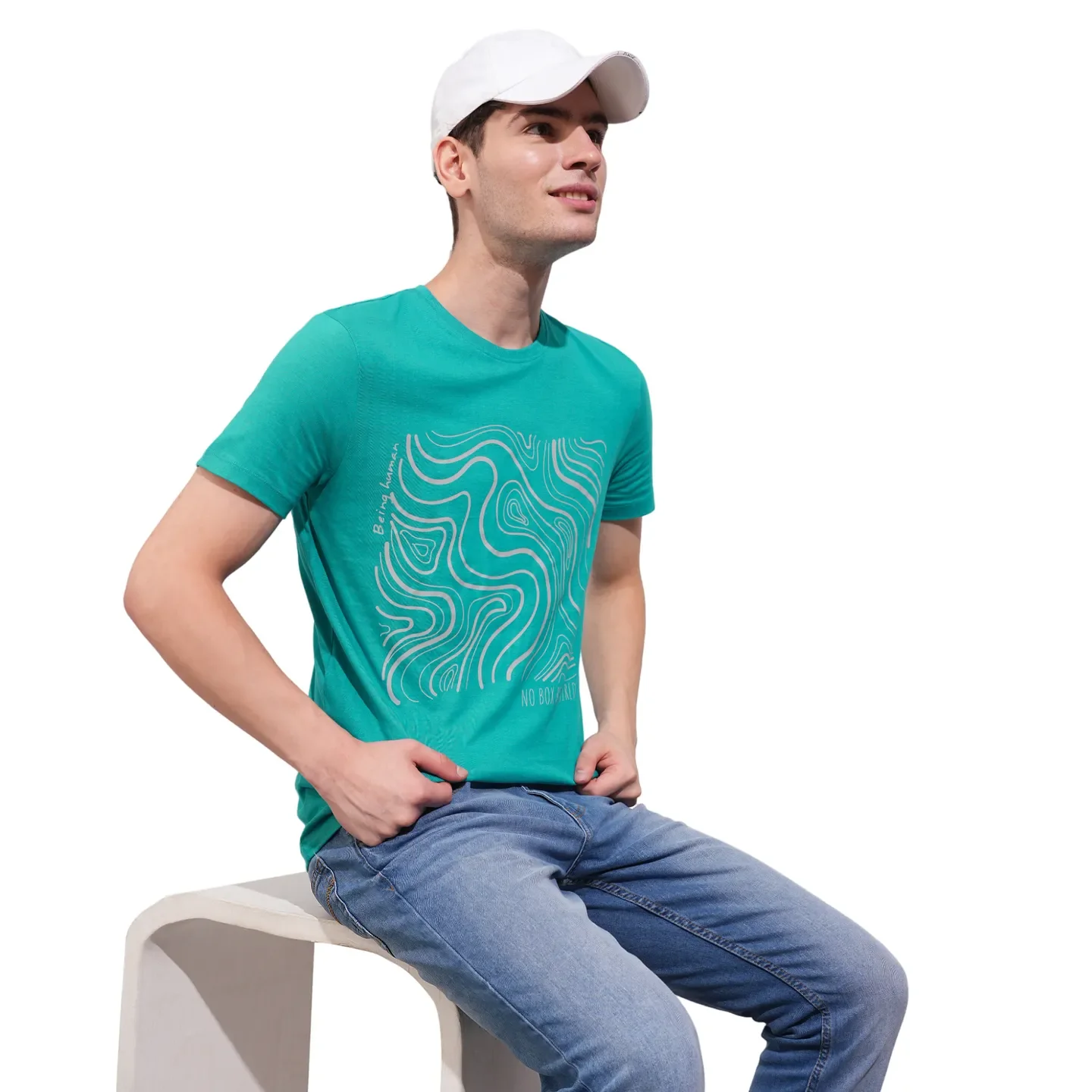 Blue Regular Fit Men's Short Sleeves T-Shirt by Being Human Clothing - Image 6