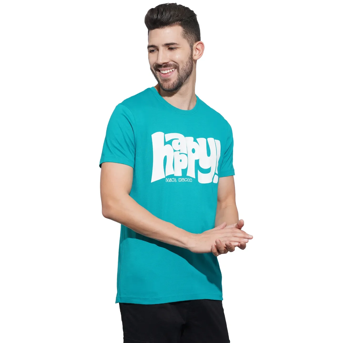 Blue Regular Fit Men's Short Sleeves T-Shirt by Being Human Clothing - Image 2