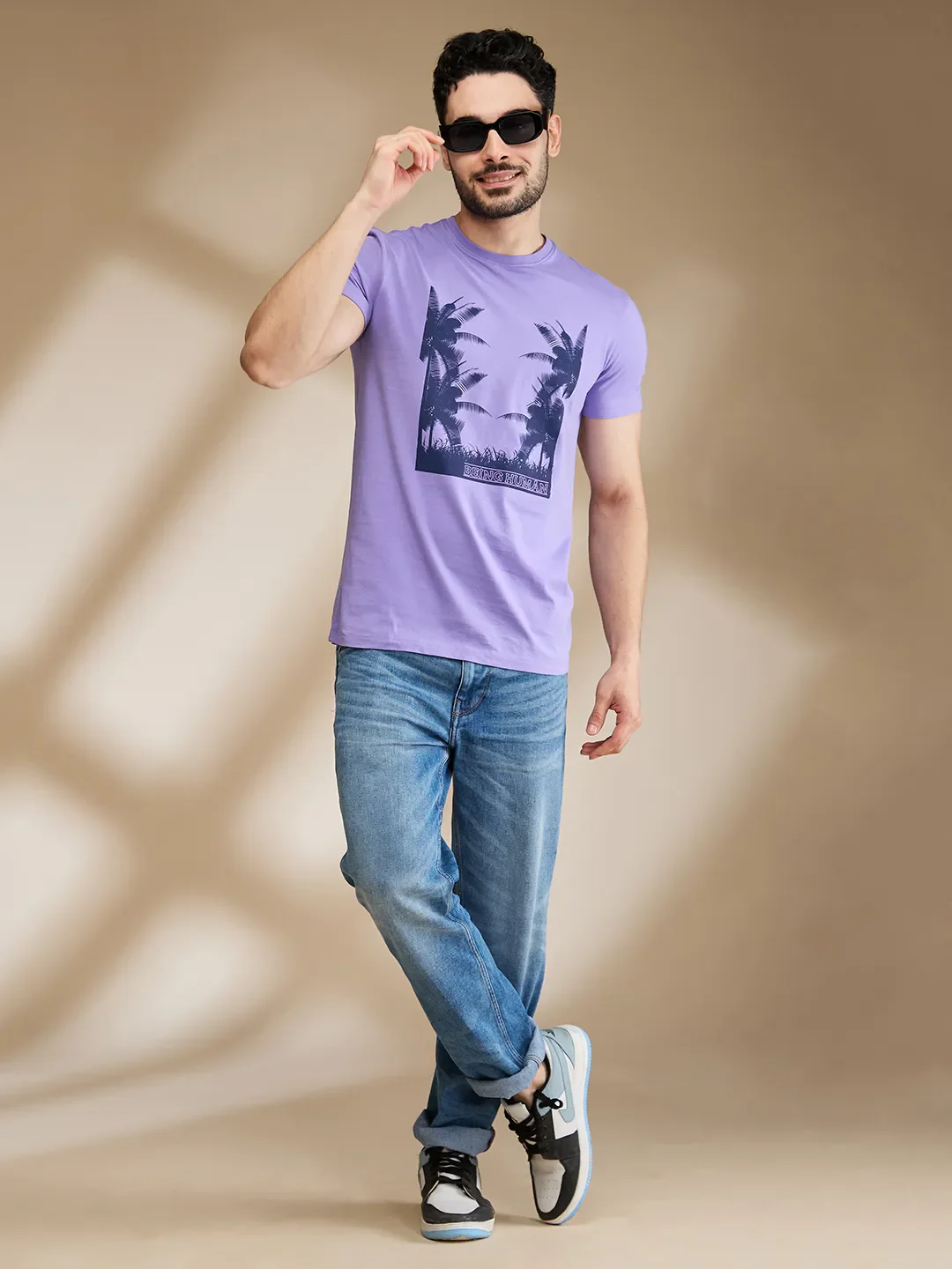 Purple Regular Fit Men's Short Sleeves T-Shirt by Being Human Clothing - Image 6