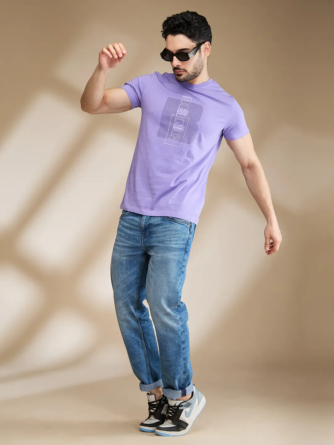 Purple Regular Fit Men's Short Sleeves T-Shirt by Being Human Clothing - Image 6
