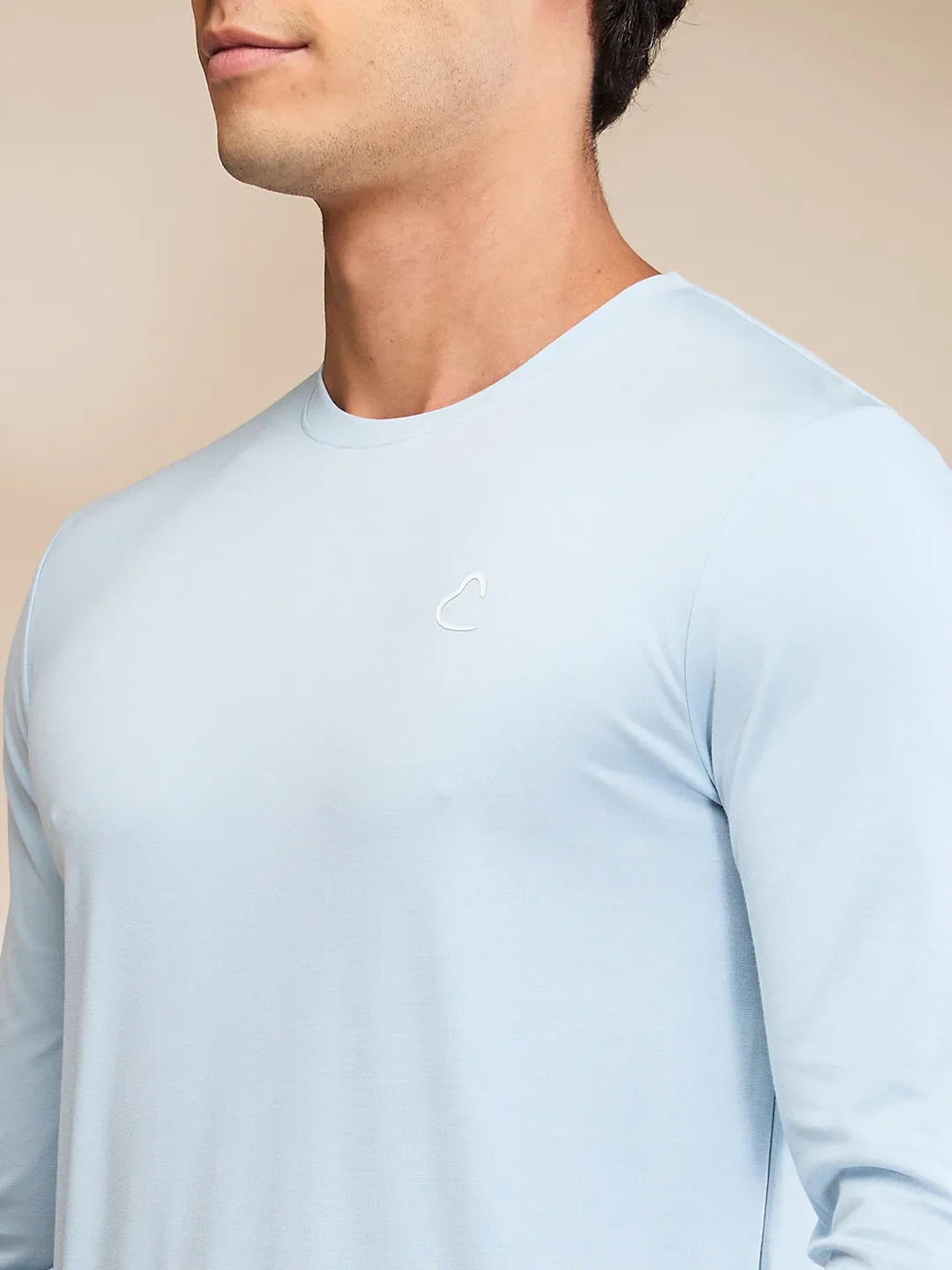 Light Blue Slim Fit Round Neck Men's T-Shirt by Being Human Clothing - Image 5