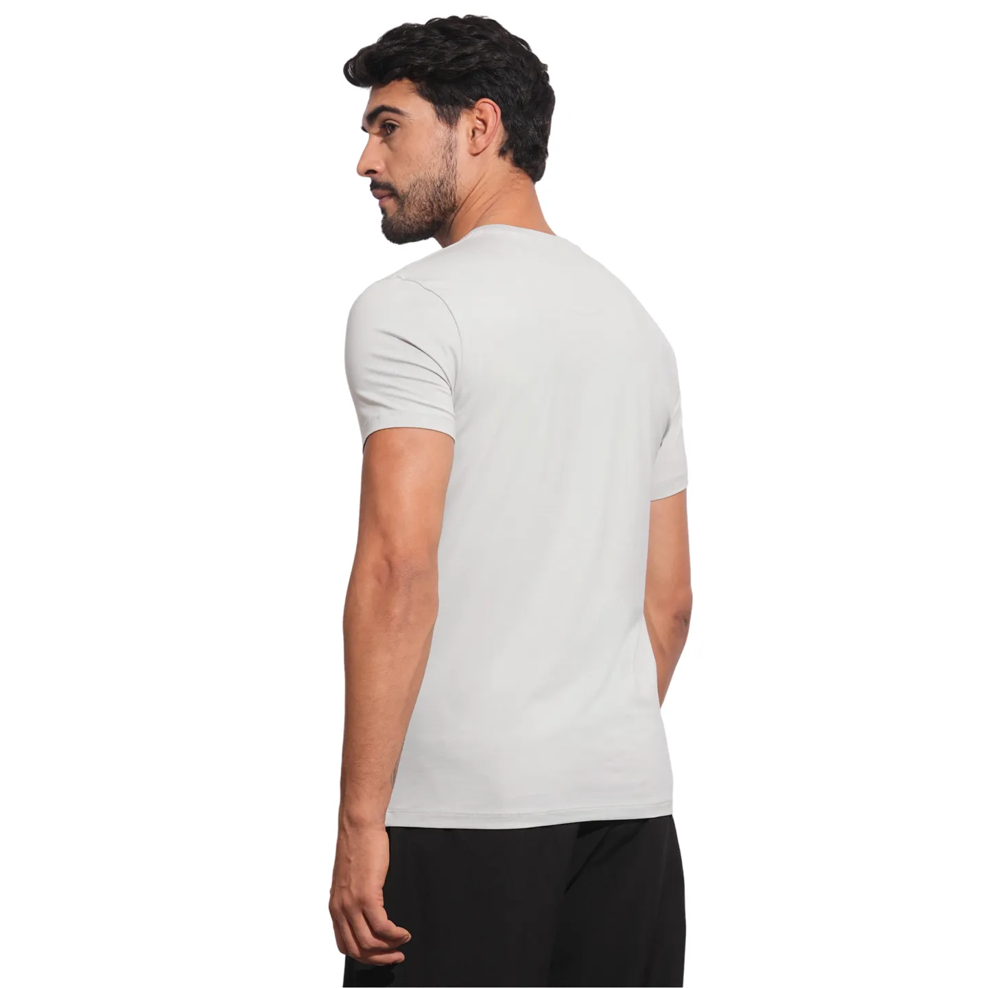 Light Grey Slim Fit Round Neck Men's T-Shirt by Being Human Clothing - Image 3