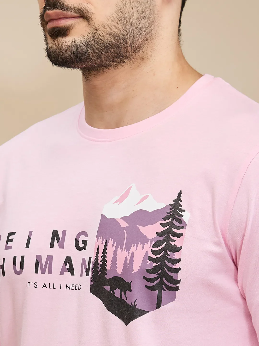 Pink Regular Fit Men's Long Sleeves T-Shirt by Being Human Clothing - Image 5