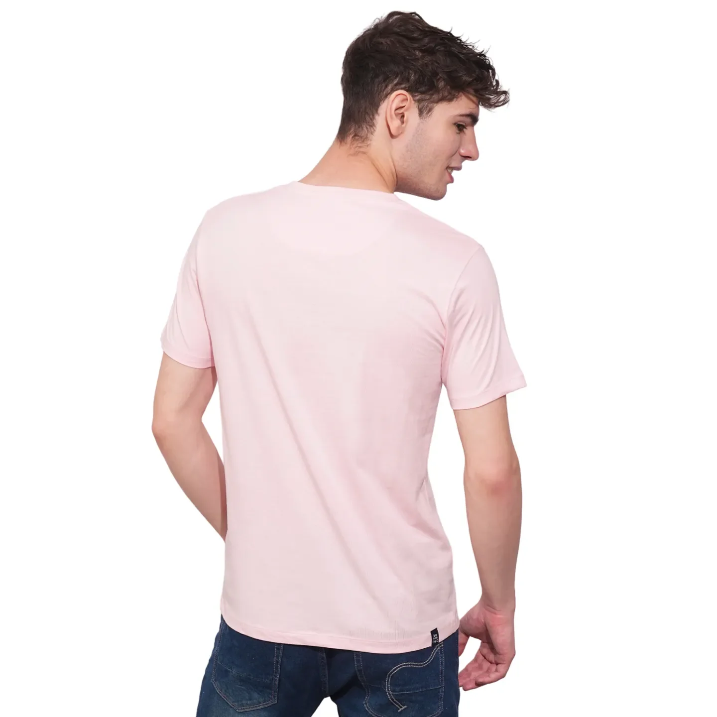Light Pink Regular Fit Round Neck Men's T-Shirt by Being Human Clothing - Image 3