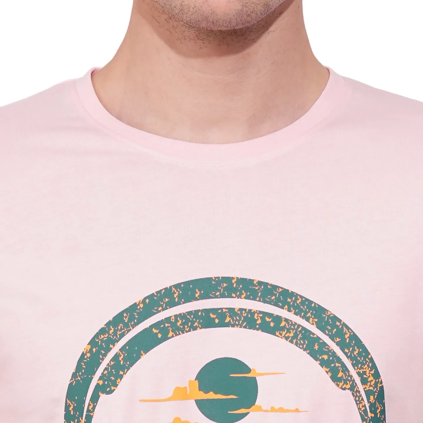 Light Pink Regular Fit Round Neck Men's T-Shirt by Being Human Clothing - Image 5