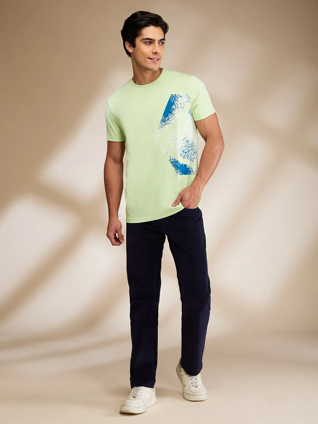 Green Slim Fit Round Neck Men's T-Shirt by Being Human Clothing - Image 2