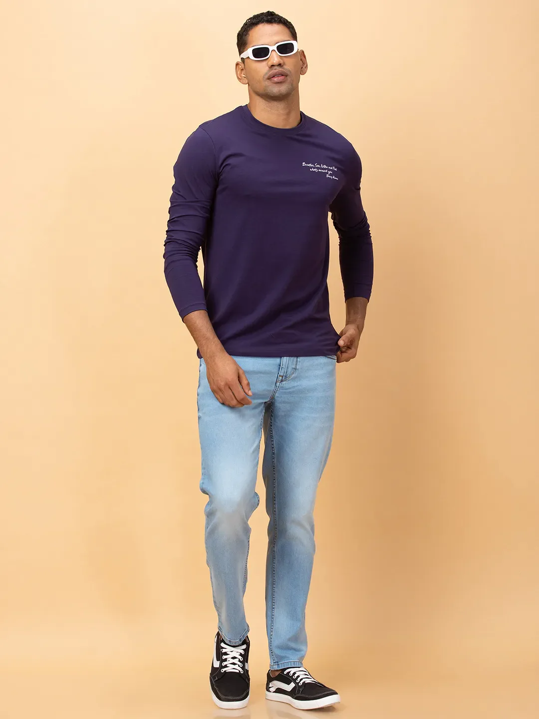 Midnight Blue Regular Fit Round Neck Men's T-Shirt by Being Human Clothing - Image 6