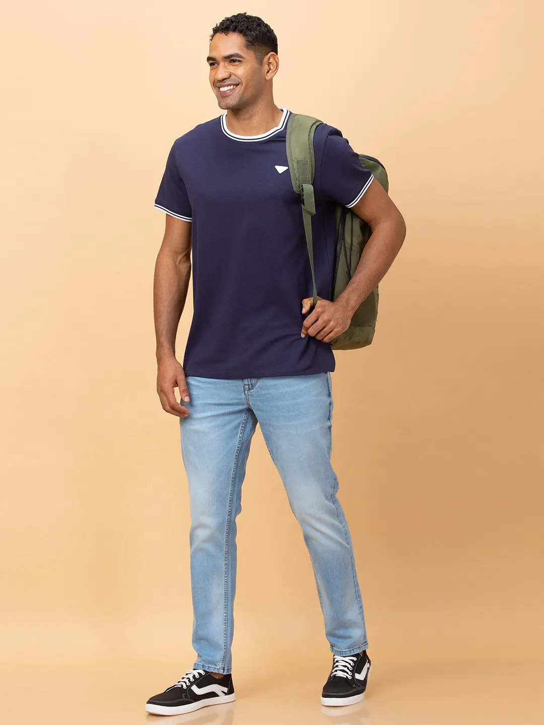Midnight Blue Regular Fit Round Neck Men's T-Shirt by Being Human Clothing - Image 6