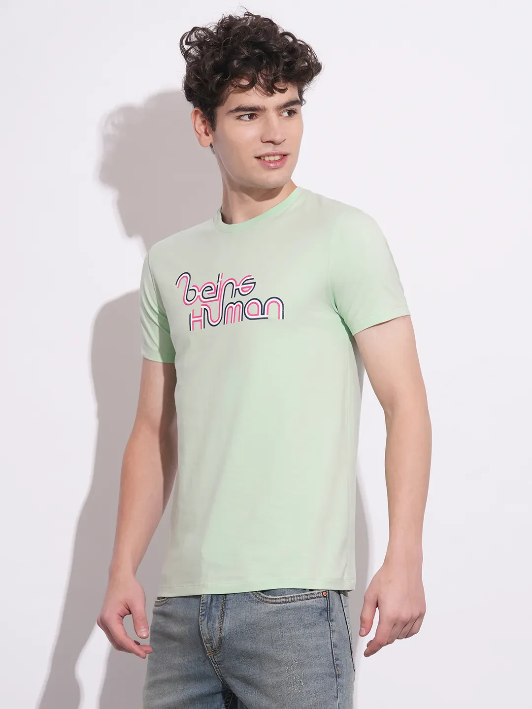 Mint Slim Fit Round Neck Men's T-Shirt by Being Human Clothing - Image 2