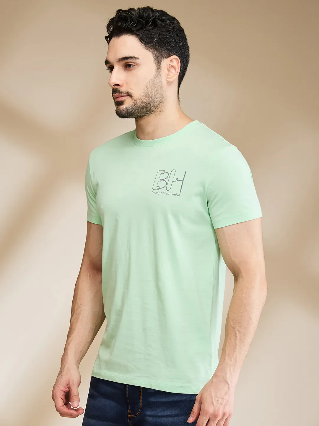 Mint Regular Fit Round Neck Men's T-Shirt by Being Human Clothing - Image 4