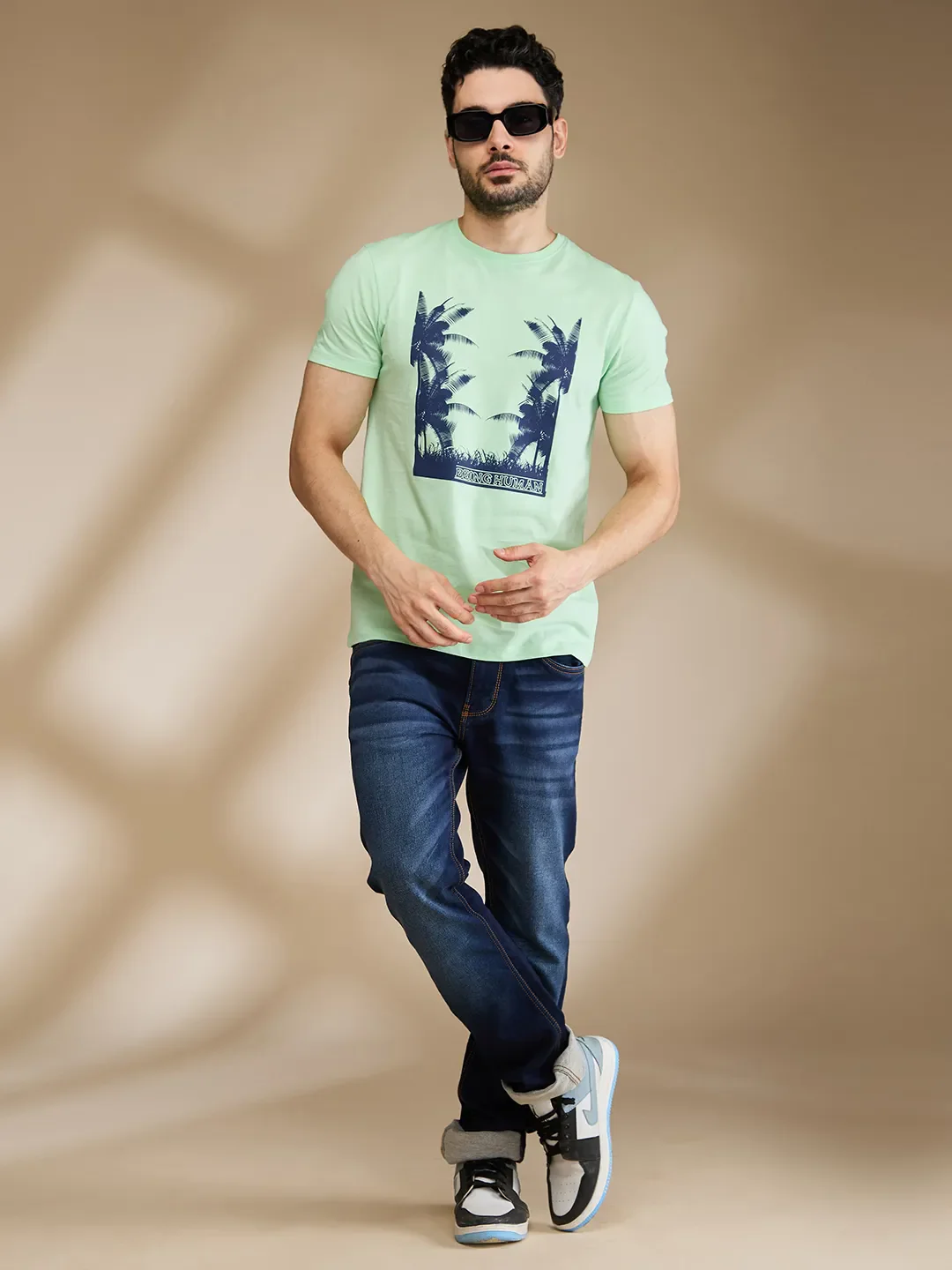 Light Blue Regular Fit Men's Short Sleeves T-Shirt by Being Human Clothing - Image 6