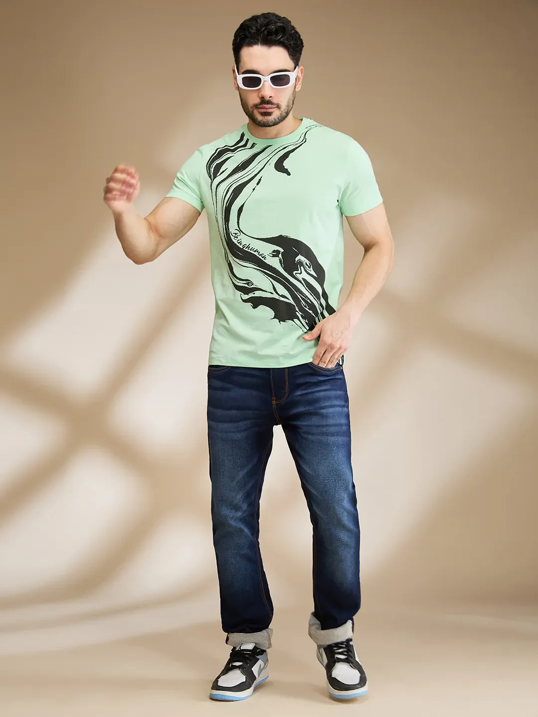 Mint Regular Fit Round Neck Men's T-Shirt by Being Human Clothing - Image 6