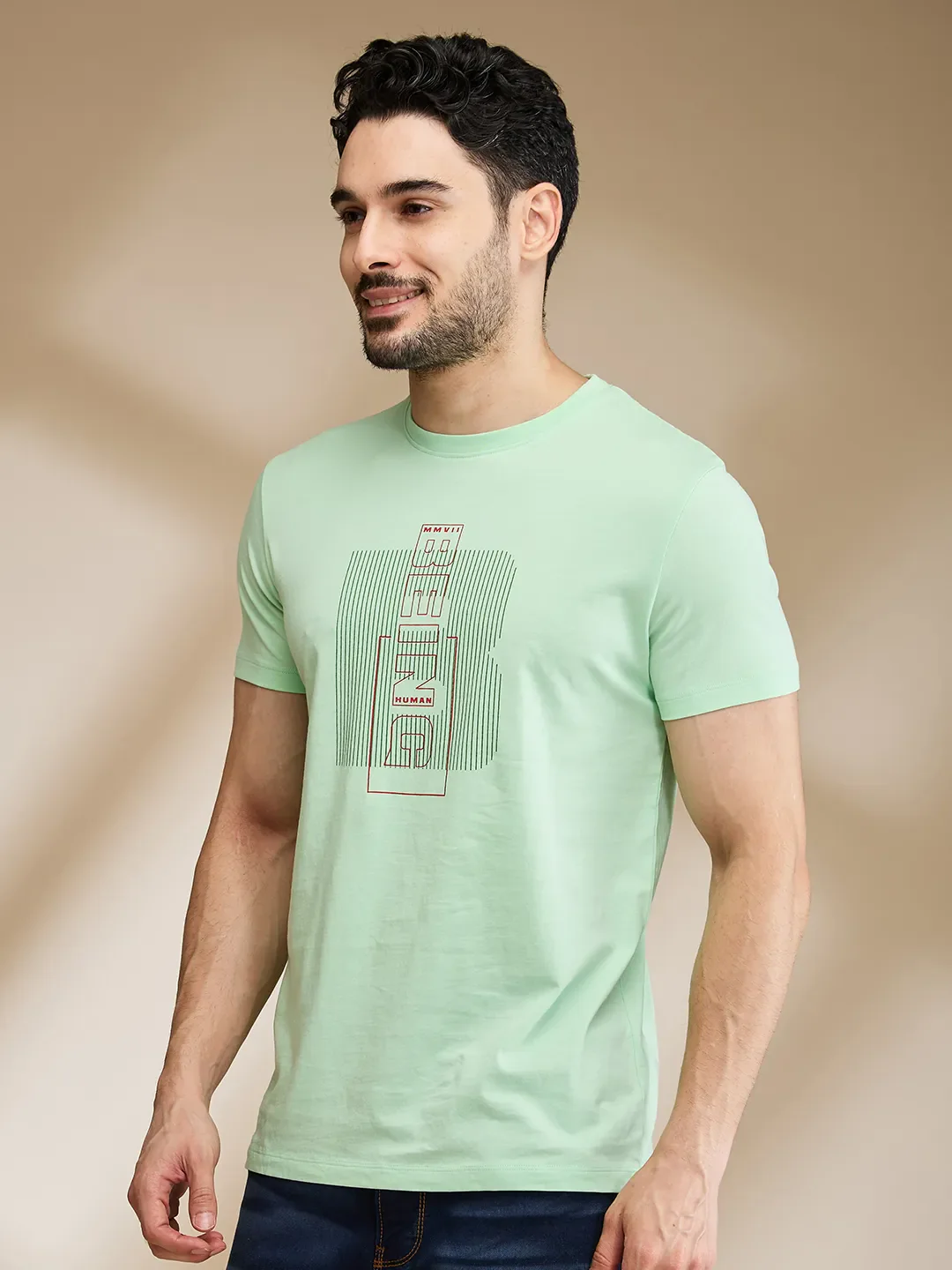 Mint Regular Fit Round Neck Men's T-Shirt by Being Human Clothing - Image 4
