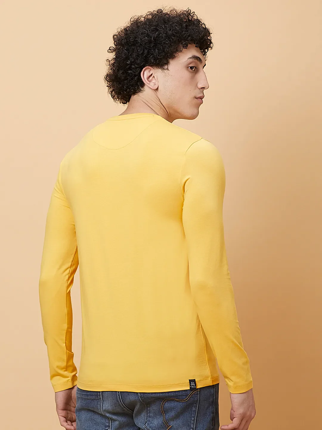 Mustard Regular Fit Round Neck Men's T-Shirt by Being Human Clothing - Image 3