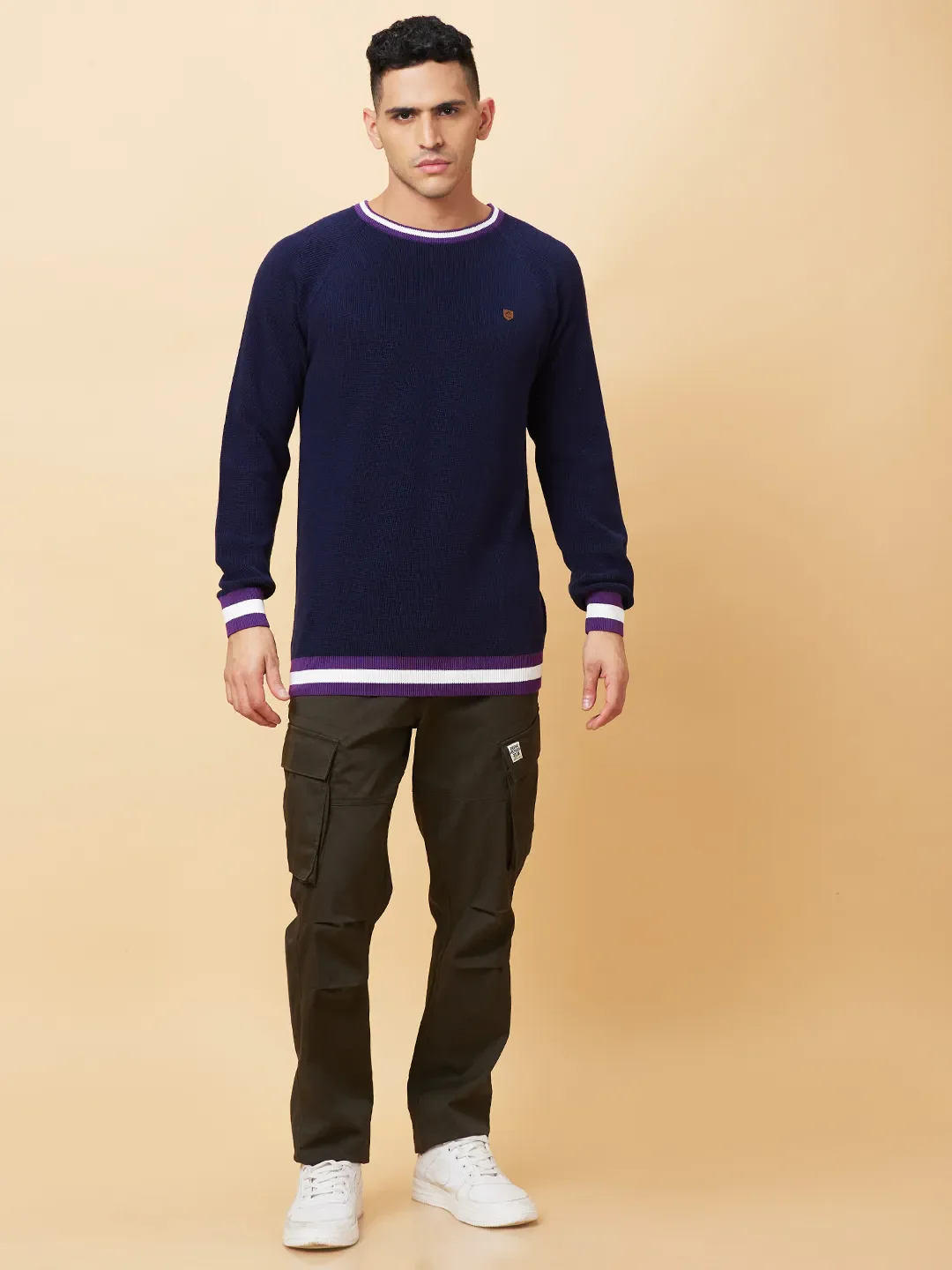 Navy Regular Fit Round Neck Men's T-Shirt by Being Human Clothing - Image 2