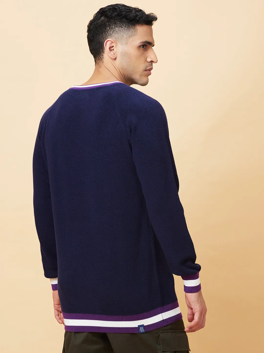 Navy Regular Fit Round Neck Men's T-Shirt by Being Human Clothing - Image 3