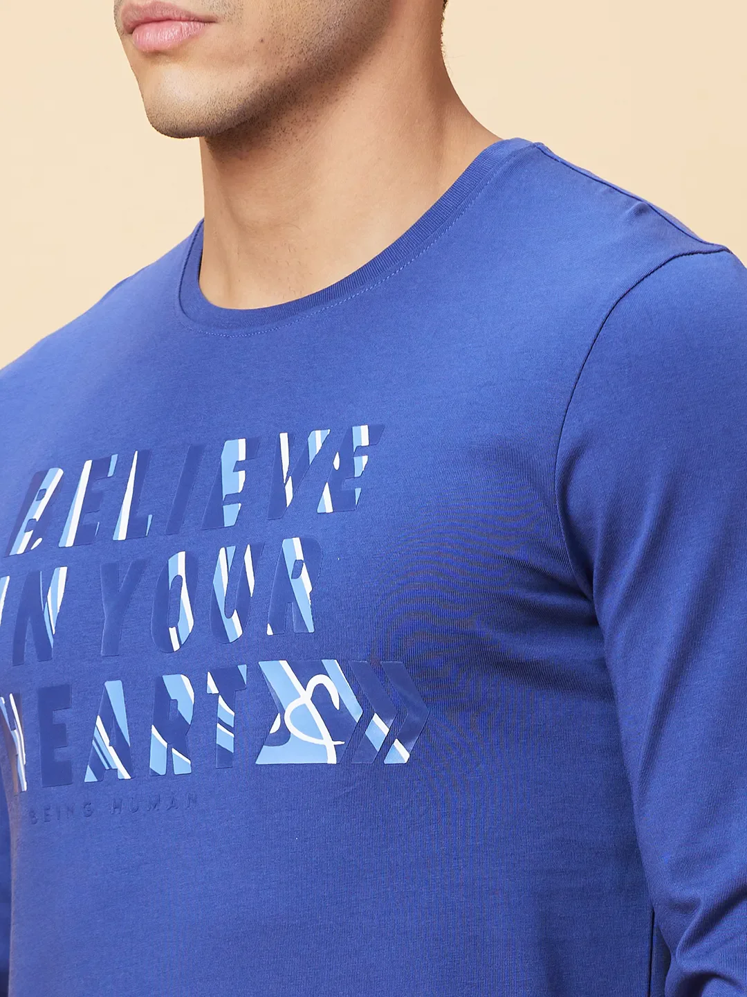 Navy Regular Fit Round Neck Men's T-Shirt by Being Human Clothing - Image 5