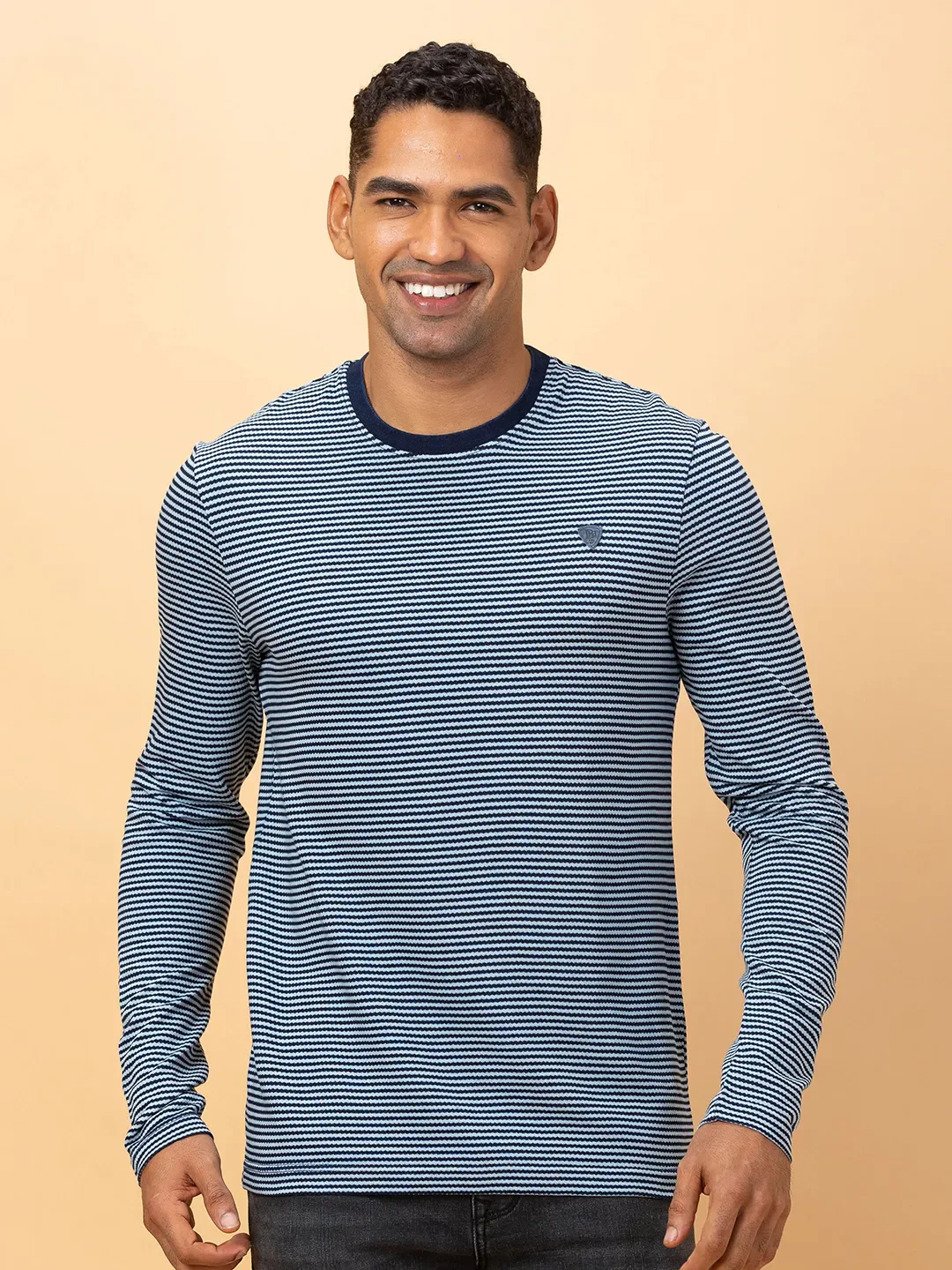 Navy Regular Fit Round Neck Men's T-Shirt by Being Human Clothing