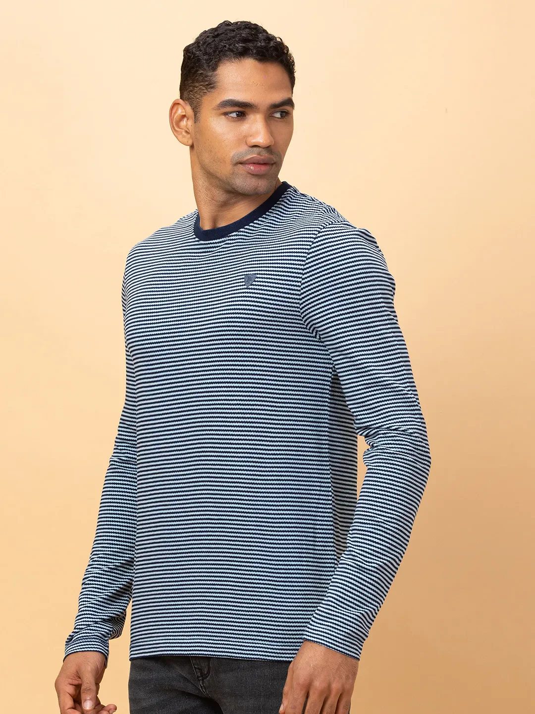 Navy Regular Fit Round Neck Men's T-Shirt by Being Human Clothing - Image 4